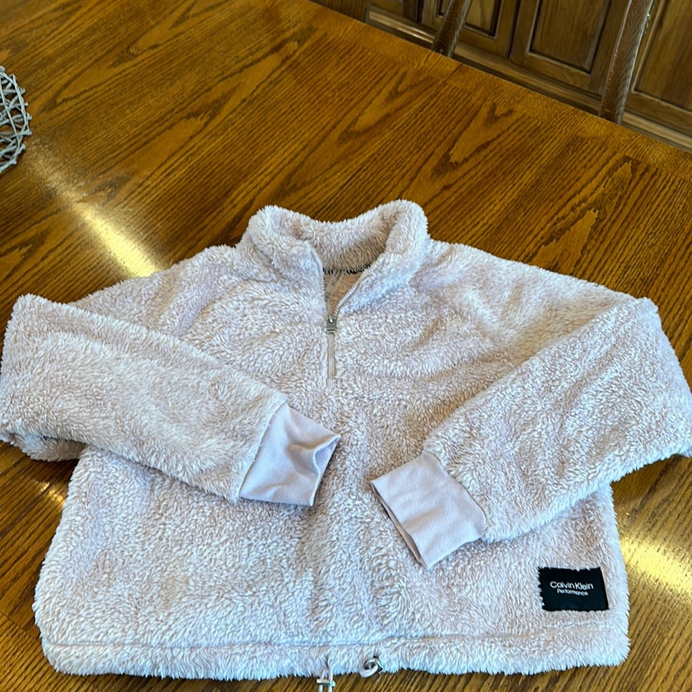 Calvin Klein cropped fuzzy sweatshirt